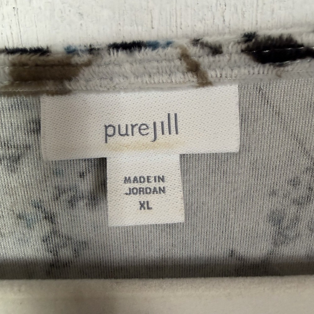 Pure Jill J Jill Shift Velour Dress SZ XL Vine Floral Print Soft Cozy Fall Cabin - Picture 8 of 12